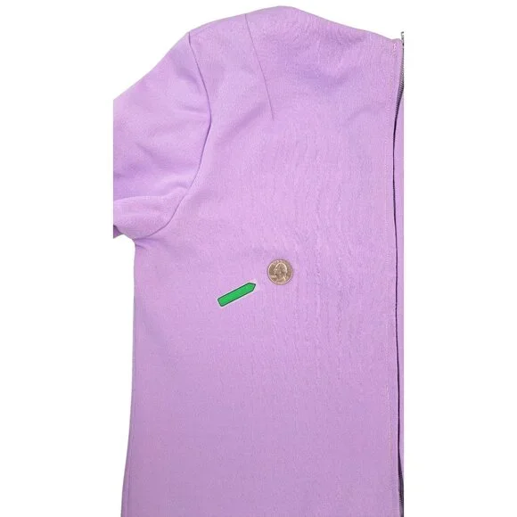 Vintage Handmade Lavender Shift Dress Butterfly 1970s Polyester Size Large Lace - Picture 12 of 12